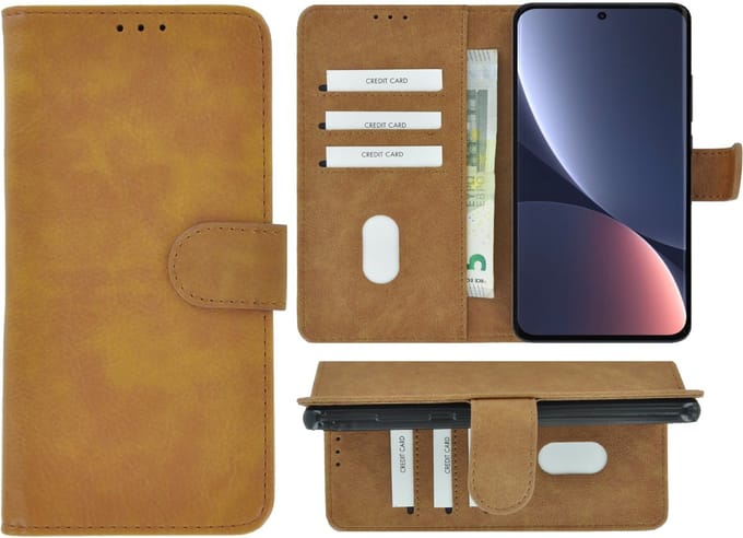 MoDo hoesje Geschikt voor Xiaomi 12 Pro - Kunstleer Book Case - Bruin