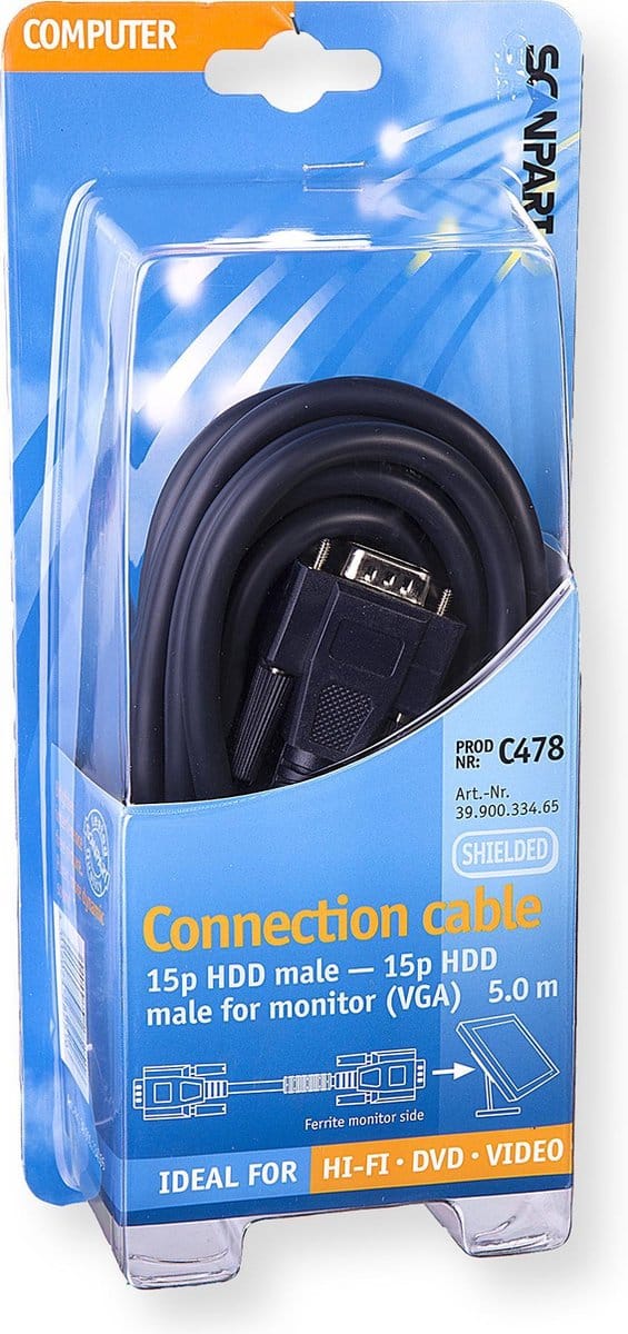 VGA monitorkabel 15pHDD(M)-(M) 5,0m