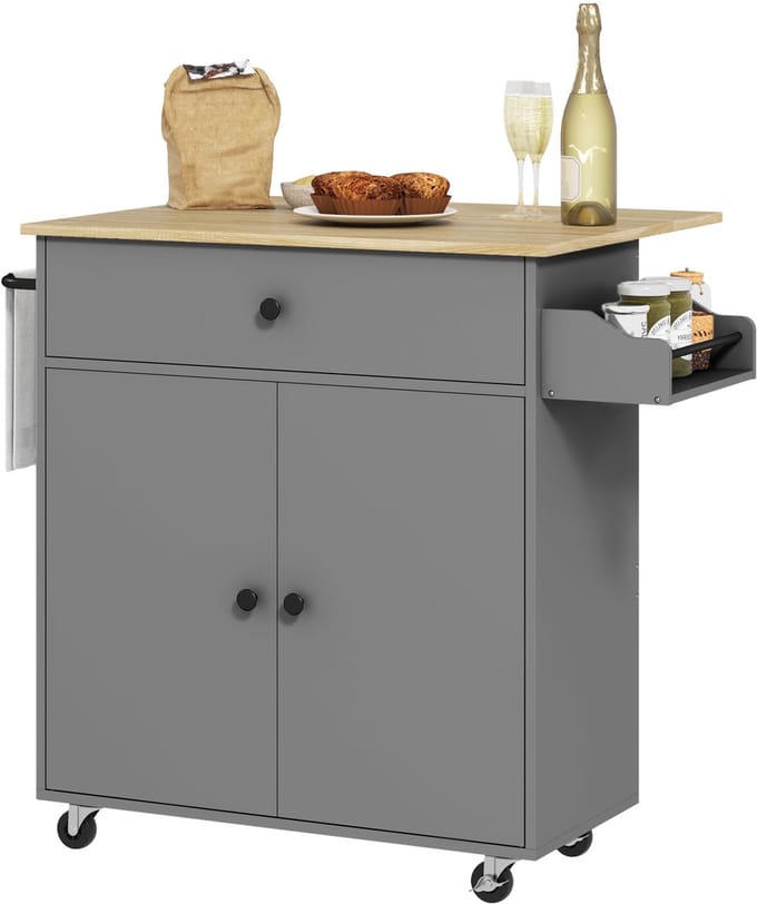HOMCOM Keukeneiland Spaanplaat - 106x42x87cm - Grijs