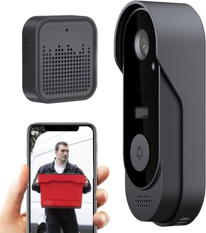 Videodeurbel met camera - Slimme deurbel - Veiligheid thuis - Bewegingsdetectie met AI - 7 x 5 x 16 cm