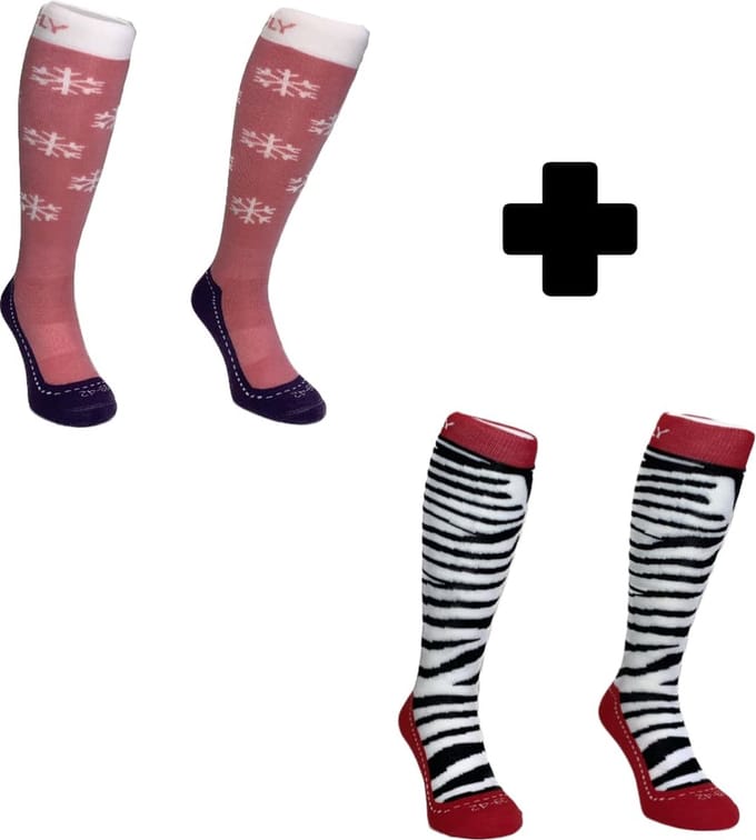 Hingly Skisokken Duo pack Snowflake + Zebra 35-38