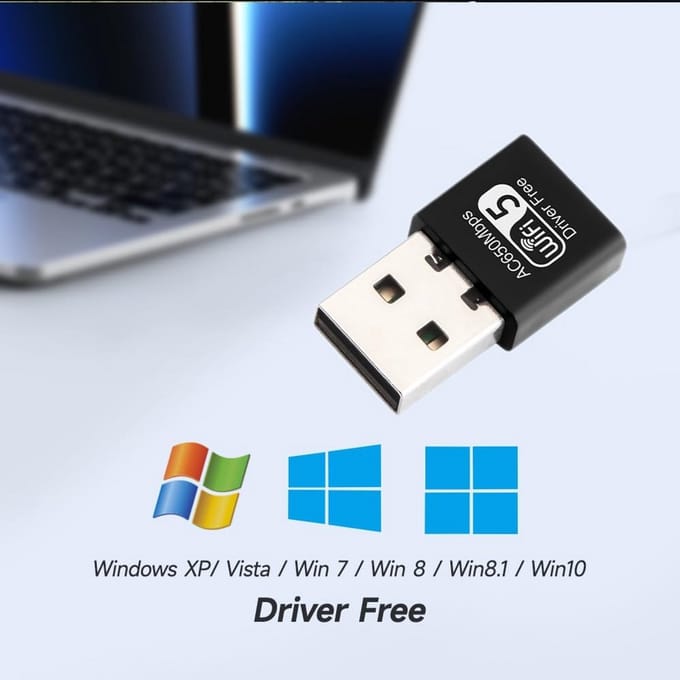 Snelle USB Wifi Adapter Dual Band 650 Mbit/s voor PC en Laptop