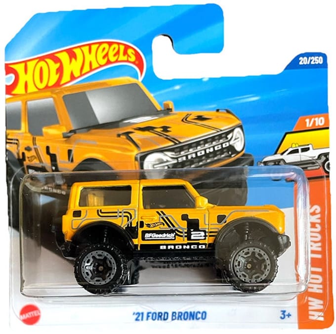 HOT WHEELS '21 FORD BRONCO YELLOW 20/250 HW HOT TRUCKS 1/10