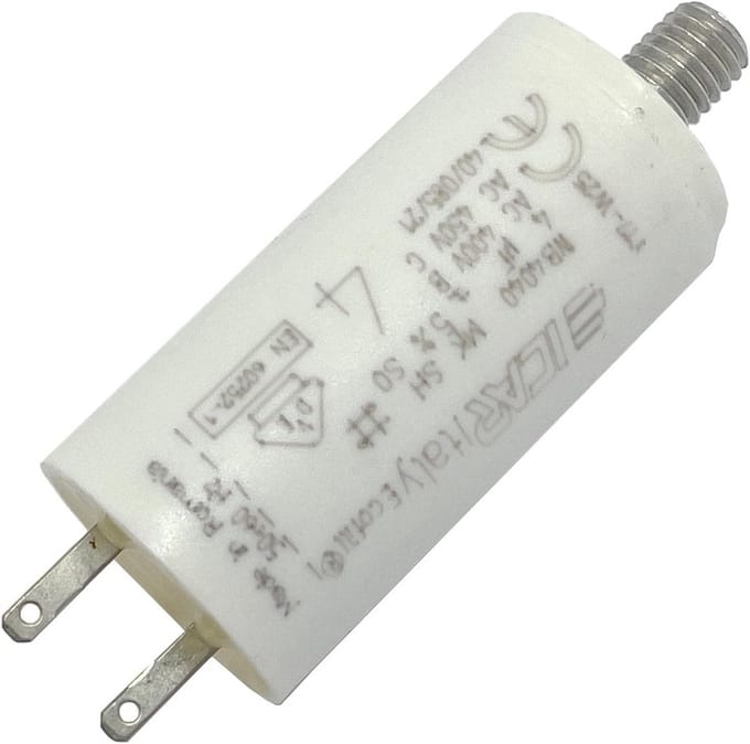 Motorcondensator 4µF 400V - Radiaal met 2,8x0,8mm aansluiting