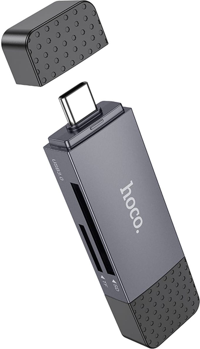 Hoco 2 in 1 Card Reader - SD Kaartlezer USB C en USB 3.0 - 5Gbps - Micro SD/TF Geheugenkaarten