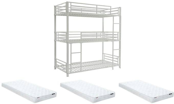 Vente-unique Stapelbed metaal wit 90 x 190 cm