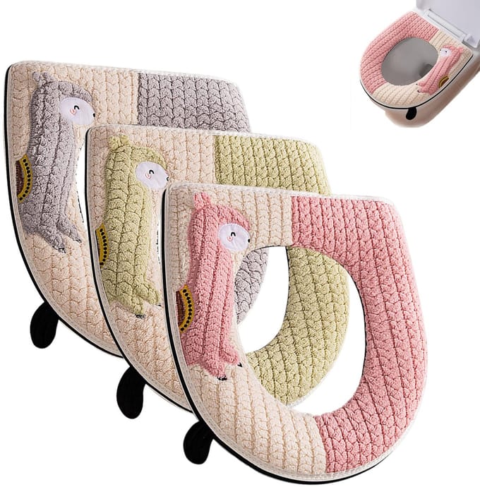 Unyqoos® Set van drie wasbare toiletzittinghoezen met zachte voering en ritssluiting