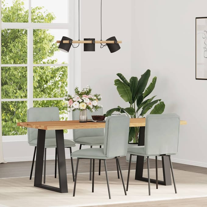 vidaXL - Eetkamerstoelen - 4 - st - fluweel - lichtgrijs