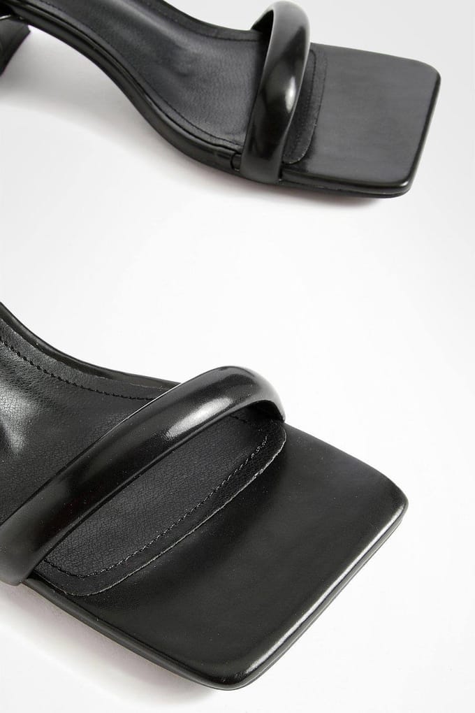 boohoo Dames Square Toe Block Heel Two Part Heels | Black | Maat: 6