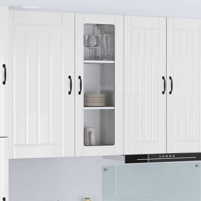 vidaXL - Wandglas - Kasten - LUCCA - Hoogglans - Wit - 40 - x - 31 - x - 100 - cm