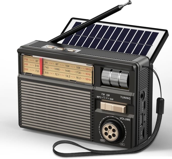 Unyqoos® Draagbare wereldontvanger met zonne-energie en Bluetooth-functionaliteit