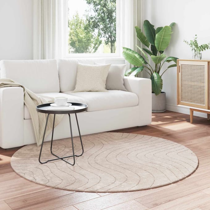 vidaXL - Binnen- - en - buitenkleed - PALMERAS - Beige - Ø - 120 - CM - Polyester