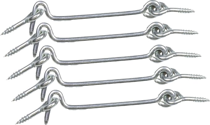 AMIG windhaak / windhaken - 5x - staal - zilver - L7.5 cm - D4 mm - met schroefoog