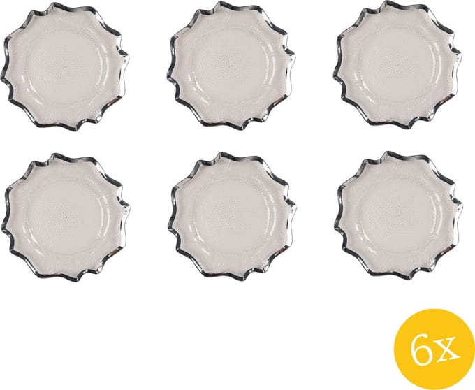 Clayre & Eef Onderbord set van 6 stuks Ø 33 cm Transparant Kunststof