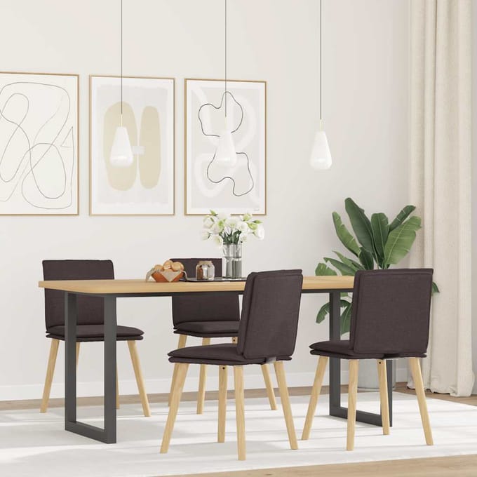 vidaXL Eetkamerstoelen 4 st stof donkerbruin