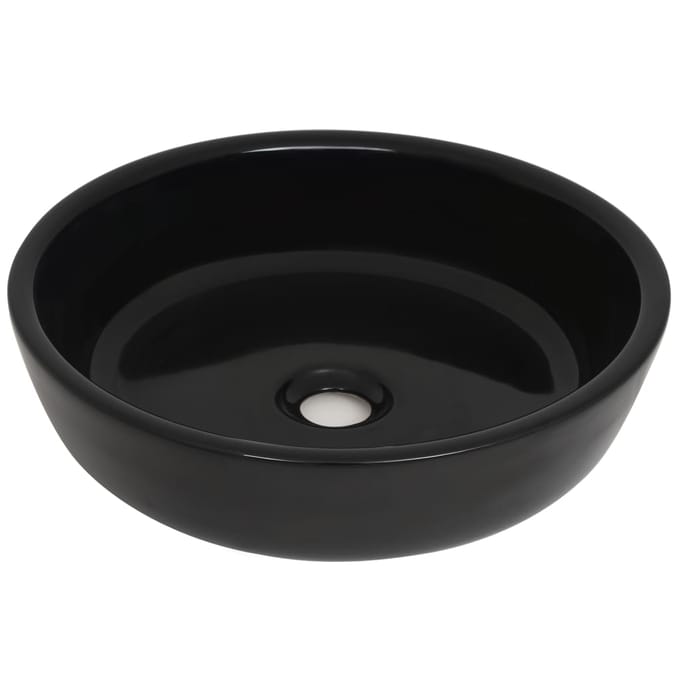 vidaXL - Wastafel - rond - 42x12 - cm - keramiek - zwart
