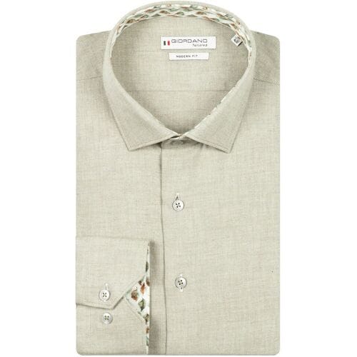 Giordano Overhemd Maggiore Wooltouch Mélange Flanel Twill Groen / male