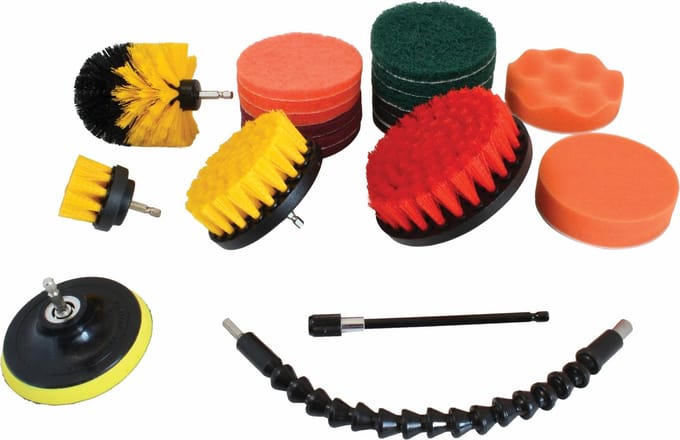 Borstel set voor de boormachine - 21 delig - Poetspads - SATRA