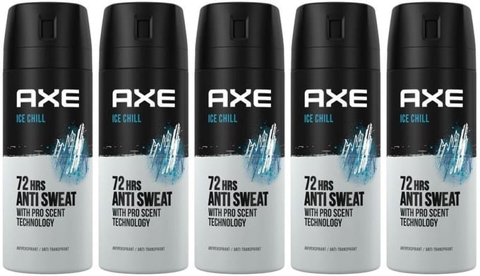 MULTI BUNDEL 5 stuks Axe Ice Chill DRY - deodorant - spray 150 ml