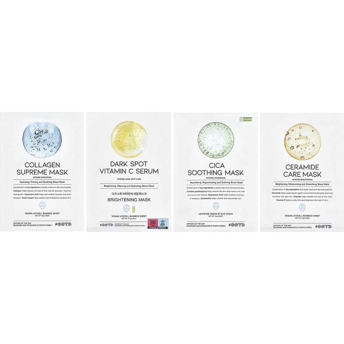 OOTD, Masque de Beauté en Tissu Sérum Hydratant Variety, 12 Feuilles, 25g (0,88 oz) Chaque white