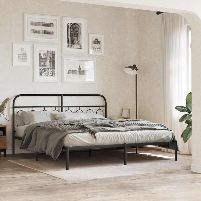 vidaXL - Vervangend - hoofdbord - 193 - cm - metaal - zwart