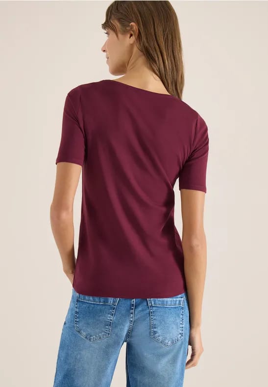 Basic Shirt met ronde hals in effen kleur