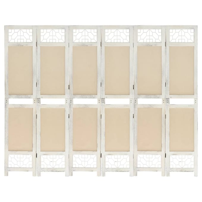 vidaXL - Kamerscherm - met - 6 - panelen - 210x165 - cm - stof - crèmekleurig