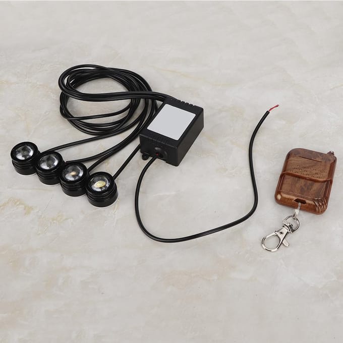 12V 6W 4in1 LED Eagle Eye Noodstroboscoop Draadloze DRL Afstandsbediening Dagrijverlichting black