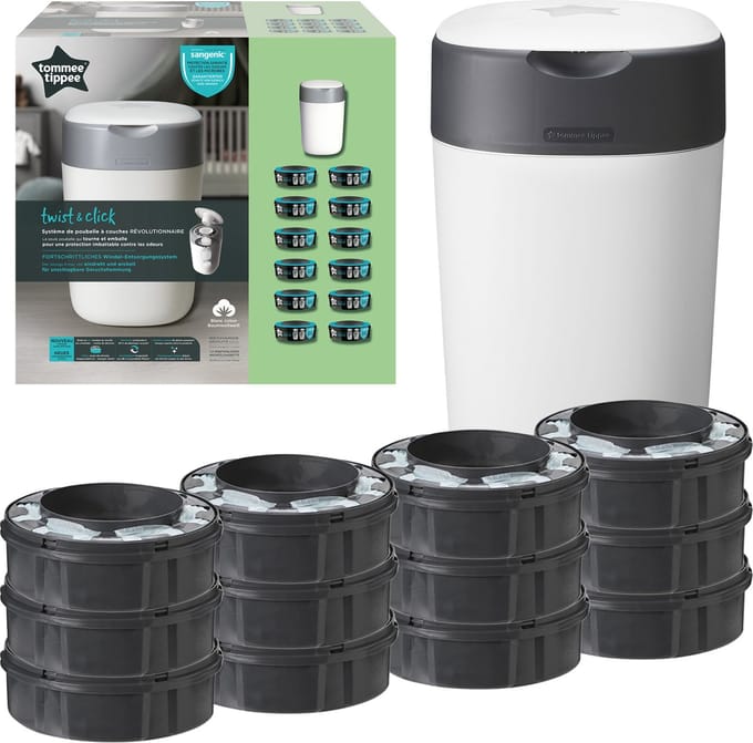 Tommee Tippee Twist & Click luieremmer starterset - 12 navullingen - wit