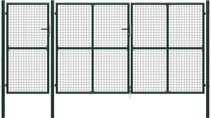 vidaXL - Tuinpoort - staal - 400x150 - cm - groen