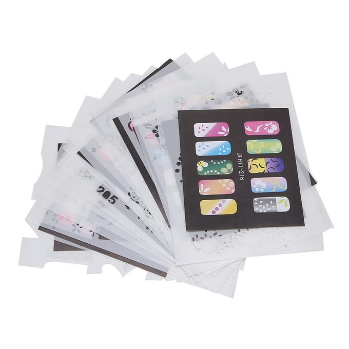 20 stuks Nagellak Print Sjabloon Stencil Herbruikbare Nagels Sticker DIY Manicure Gereedschap white