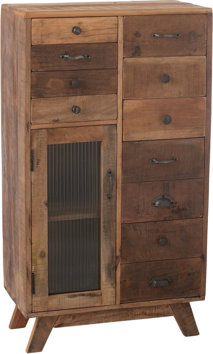 J-Line kast Retro - gerecycleerd hout/glas - naturel