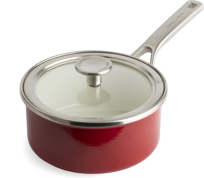 KitchenAid Steel Core Enamel steelpan 16cm 1,3L - Keizerrood - inductie - PFAS-vrij