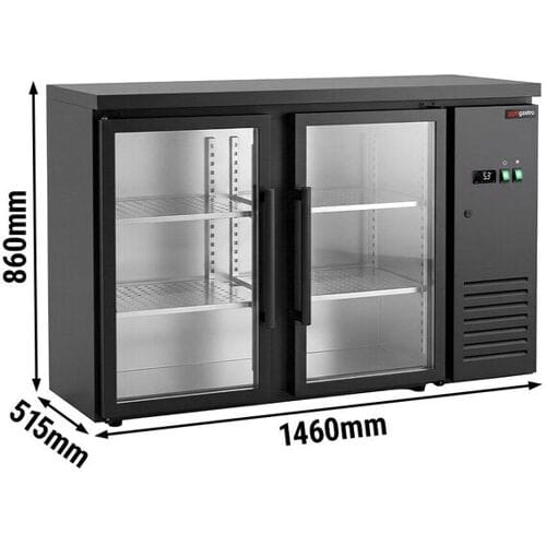GGM Gastro Barkoelkast - 1460 mm - met 2 glazen deuren en RGB-ledverlichting zwart