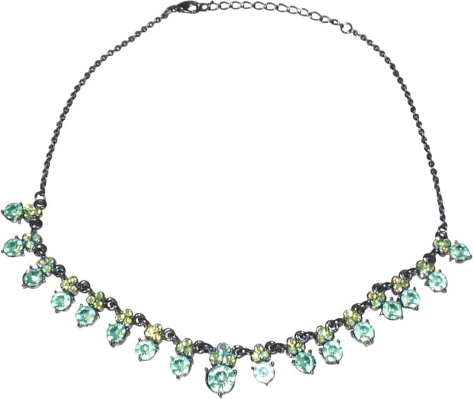 Ketting zwart met stenen groen