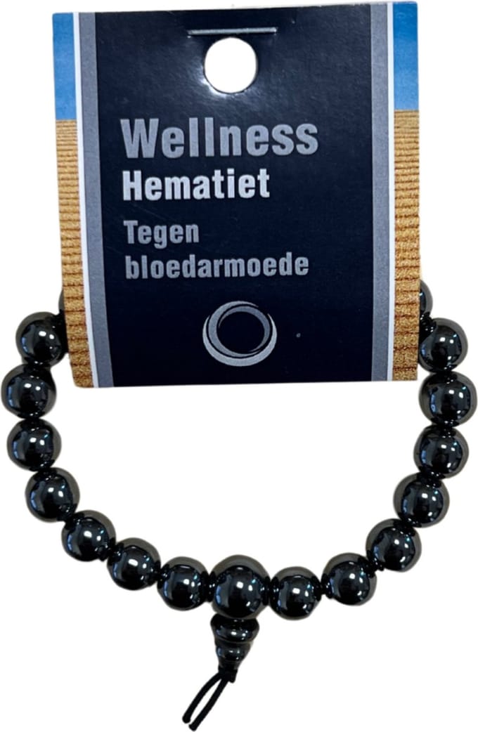 Hematiet powerbead armband + kaart
