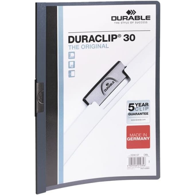 Klemmap Durable Duraclip A4 3mm 30 vellen nachtblauw