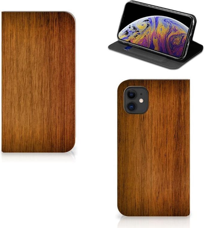 Apple iPhone 11 Book Wallet Case Donker Hout