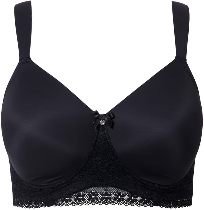 Ulla Popken - Dames - Bralette kant zachte cups zonder beugel - Zwart - Maat 90E