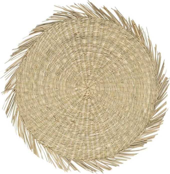 zeegras placemat rond naturel franjes 38cm