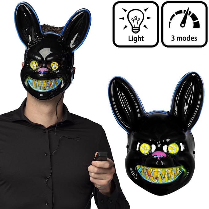 Boland - LED masker Killer rabbit - Volwassenen - Konijn - Halloween en Horror- Dieren