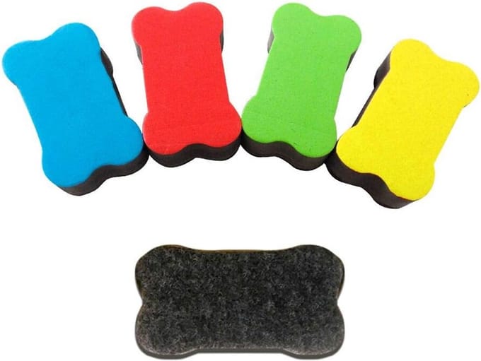 Set van 4 Magnetische Whiteboard Gummen in Verschillende Kleuren