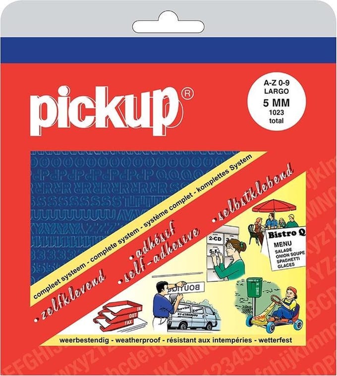 Pickup plakletters en plakcijfers boekje Largo blauw - 5 mm