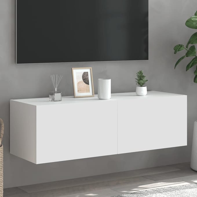 vidaXL - Tv-wandmeubel - met - LED-verlichting - 100x35x31 - cm - wit