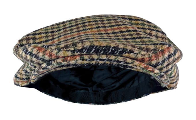 Geruite / geruite platte pet van wolmix voor heren - GL228A Beige