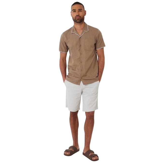 Threadbare Heren Burnley Korte Mouwen Shirt (Taupe)