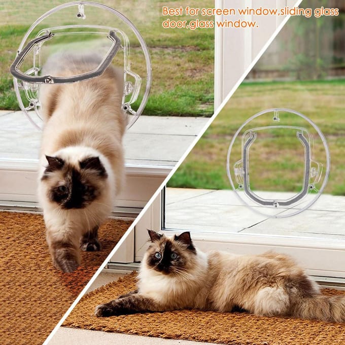 Kattenluik Deur 4-weg Vergrendeling Kattenluiken YOUTHINK Kleine Huisdierdeur voor Katten Kleine Honden Puppy white