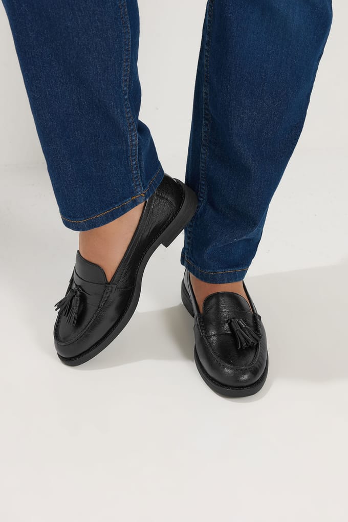 Yours Zwarte Loafers Met Kwastjes In Brede Epasvormsize 41EEE