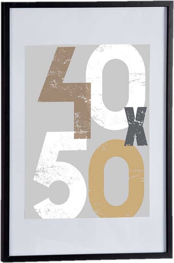 fotolijst - zwart - hout/glas - 50x70 cm - met passe-partout - wand