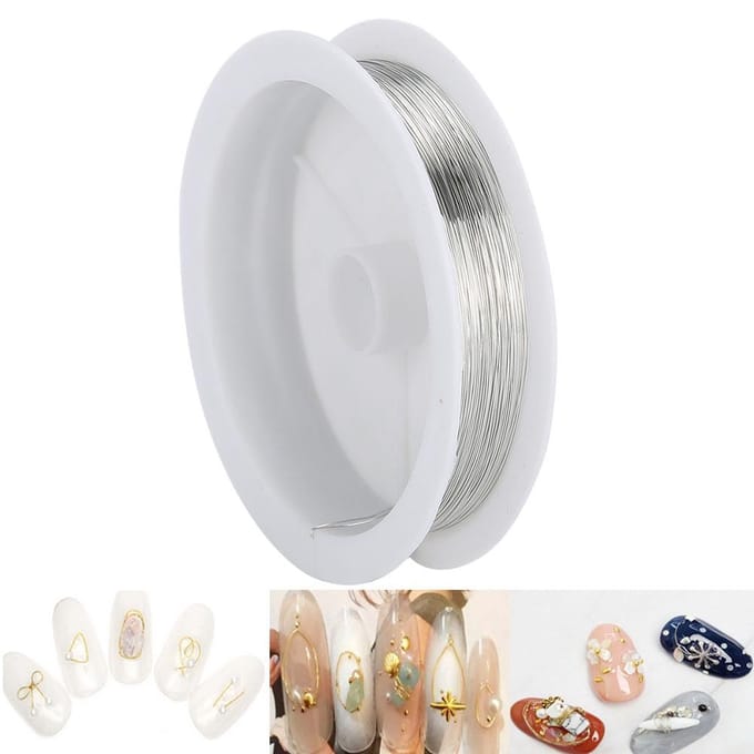 DIY Kralen String Sieraden Accessoires Nail Art Manicure Metaal Koperdraad Draad(Zilver) white